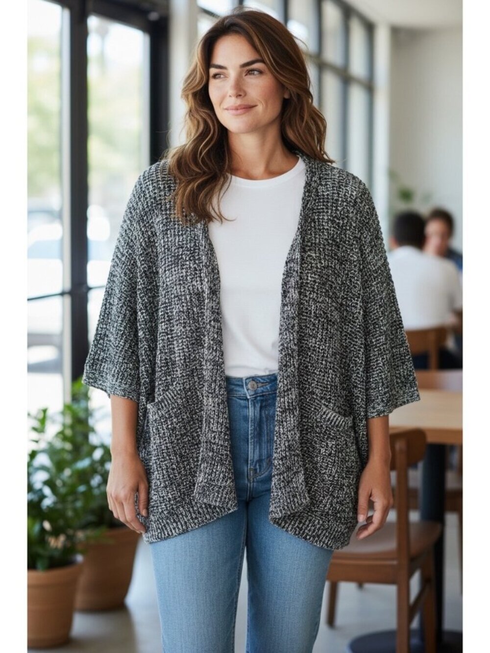 Canyon River Blues Women's Black & White Knitted Cardigan
